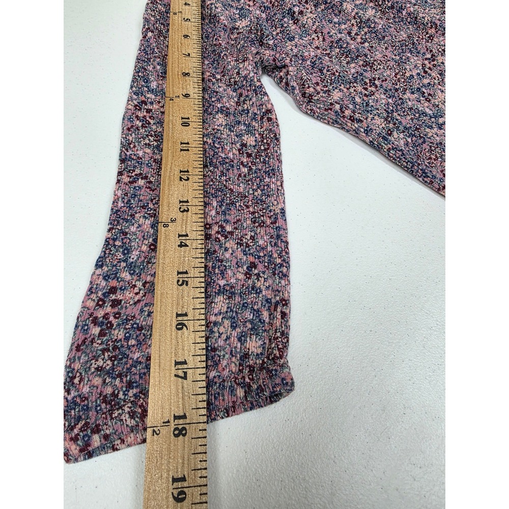 Peasant Blouse Pink Blue Boho Flowy Floral Print Lightweight Charming - Picture 8 of 8